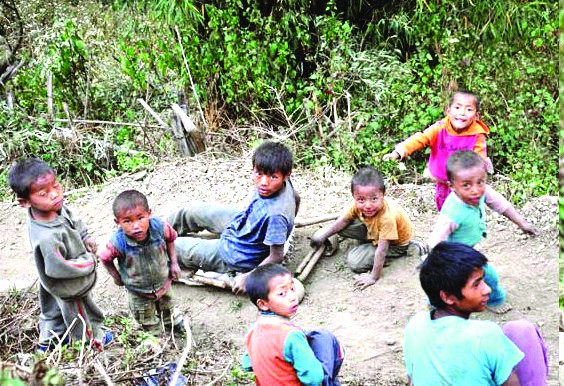 Young boys at Risethsi Village riding in the local made traditional ‘thela.’ (Morung Photo)